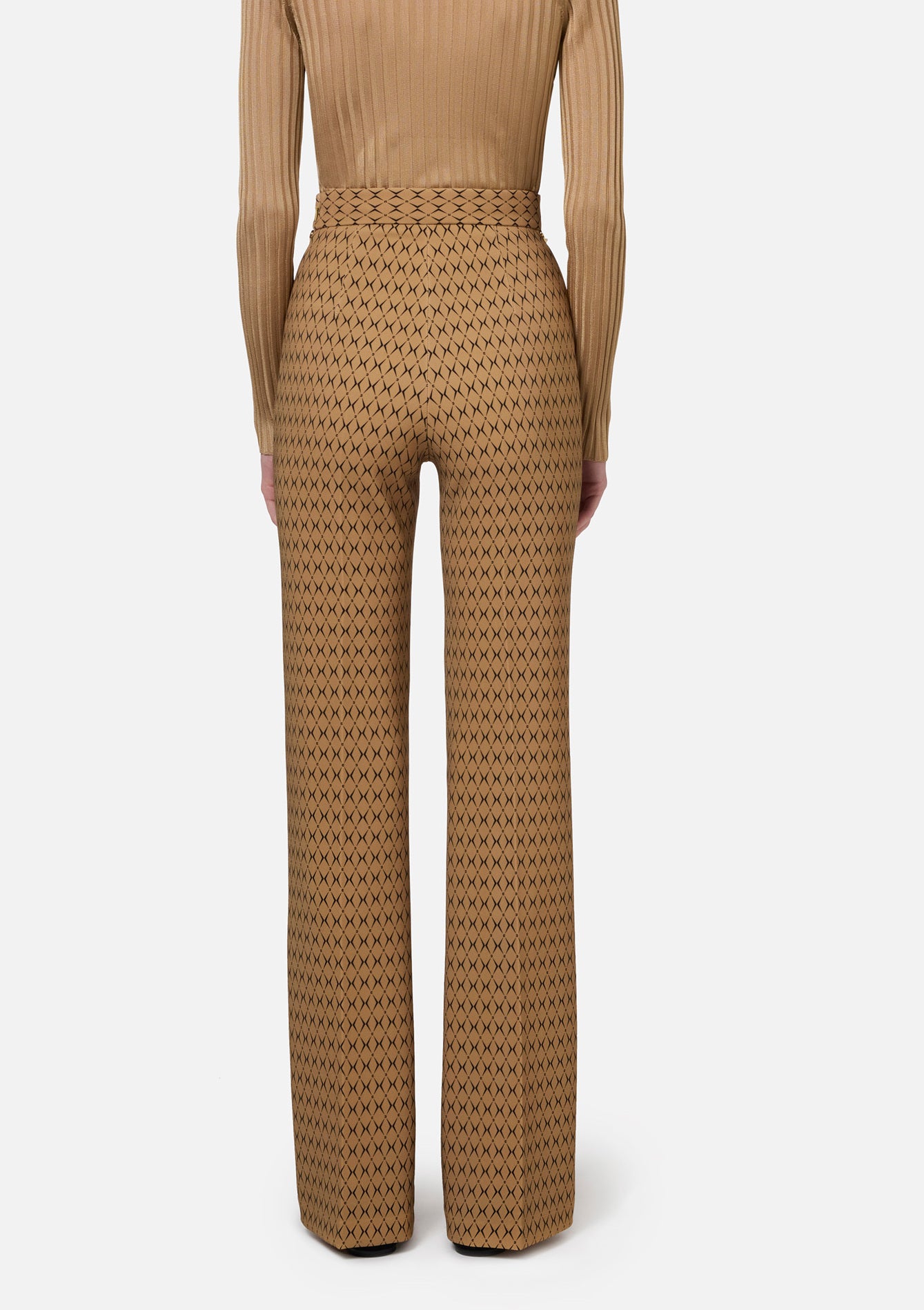 ELISABETTA FRANCHI Pantalone Palazzo Rombi-Camel Nero