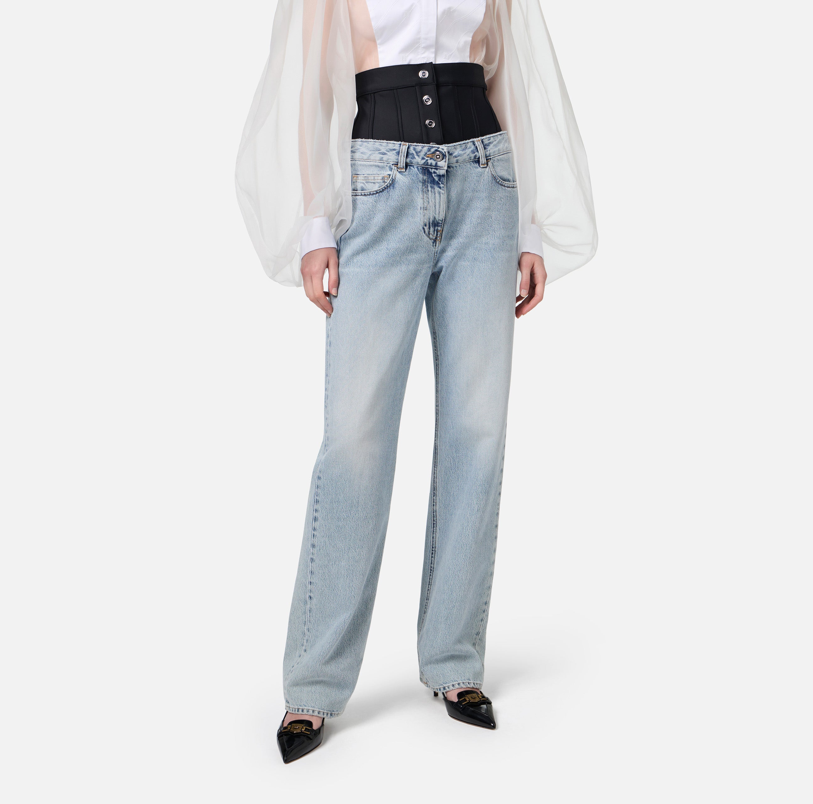 ELISABETTA FRANCHI Jeans Dritto Corsetto-Light Denim