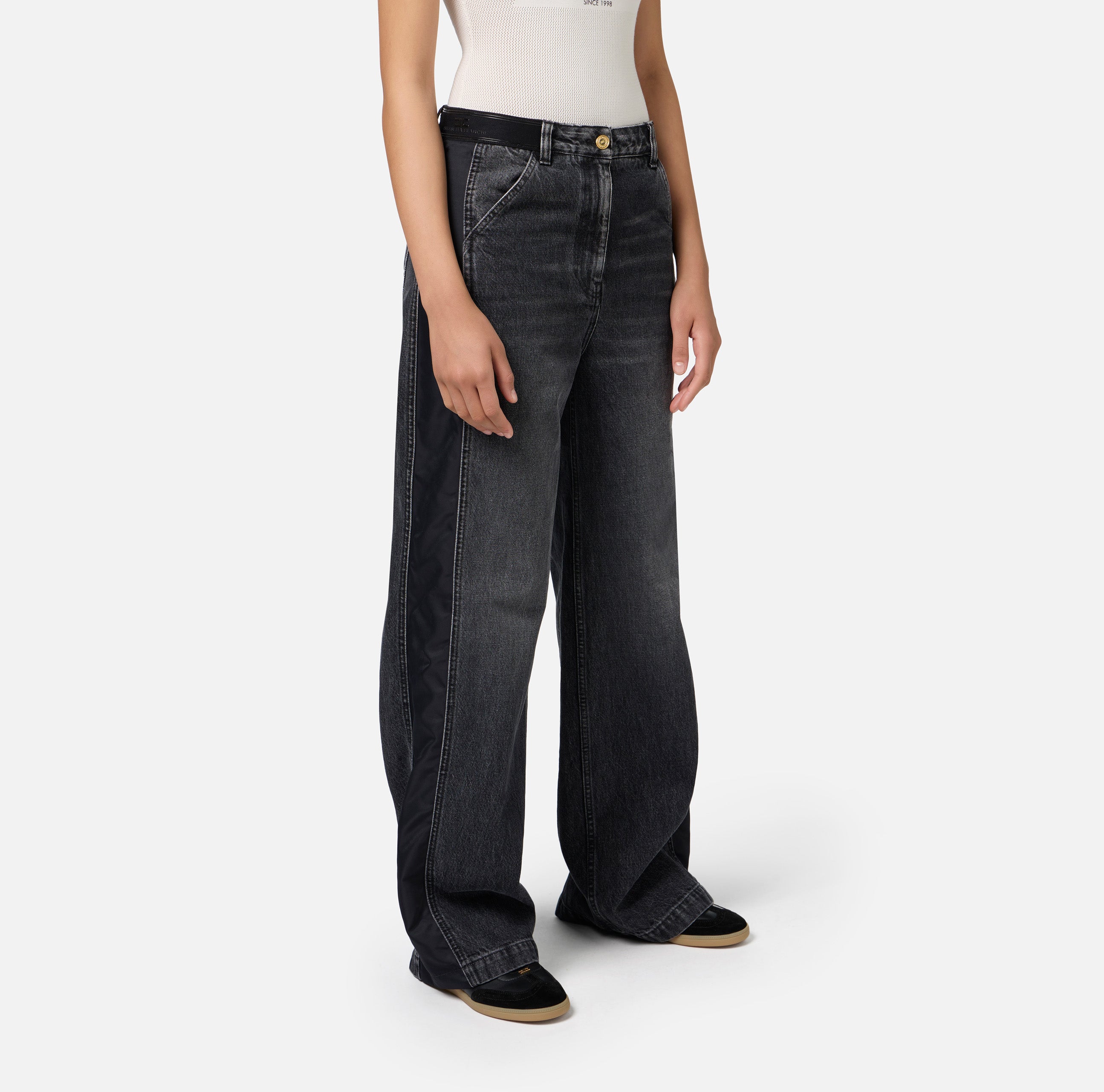 ELISABETTA FRANCHI Jeans Over Elastico Logoi-Black Denim