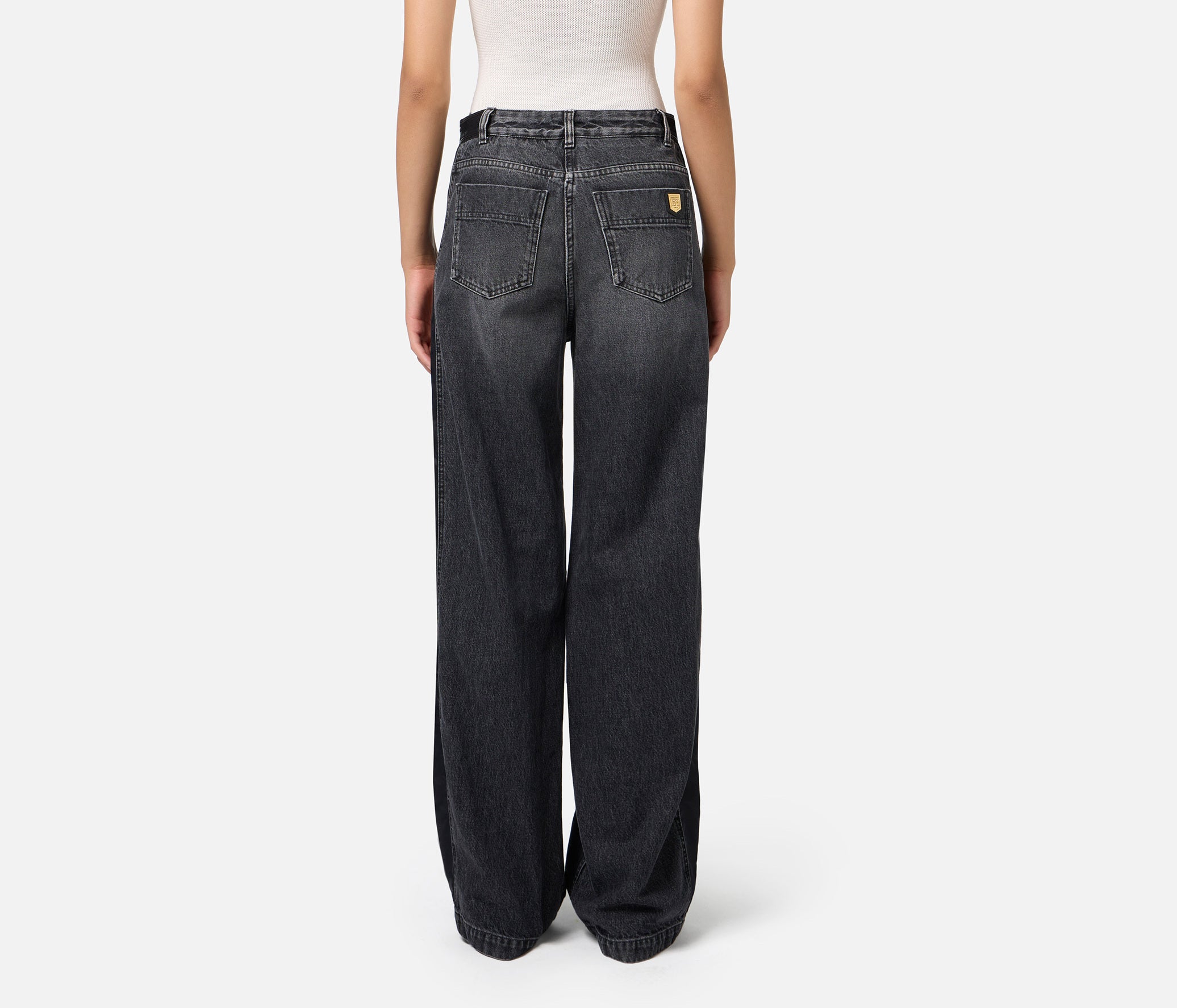 ELISABETTA FRANCHI Jeans Over Elastico Logoi-Black Denim