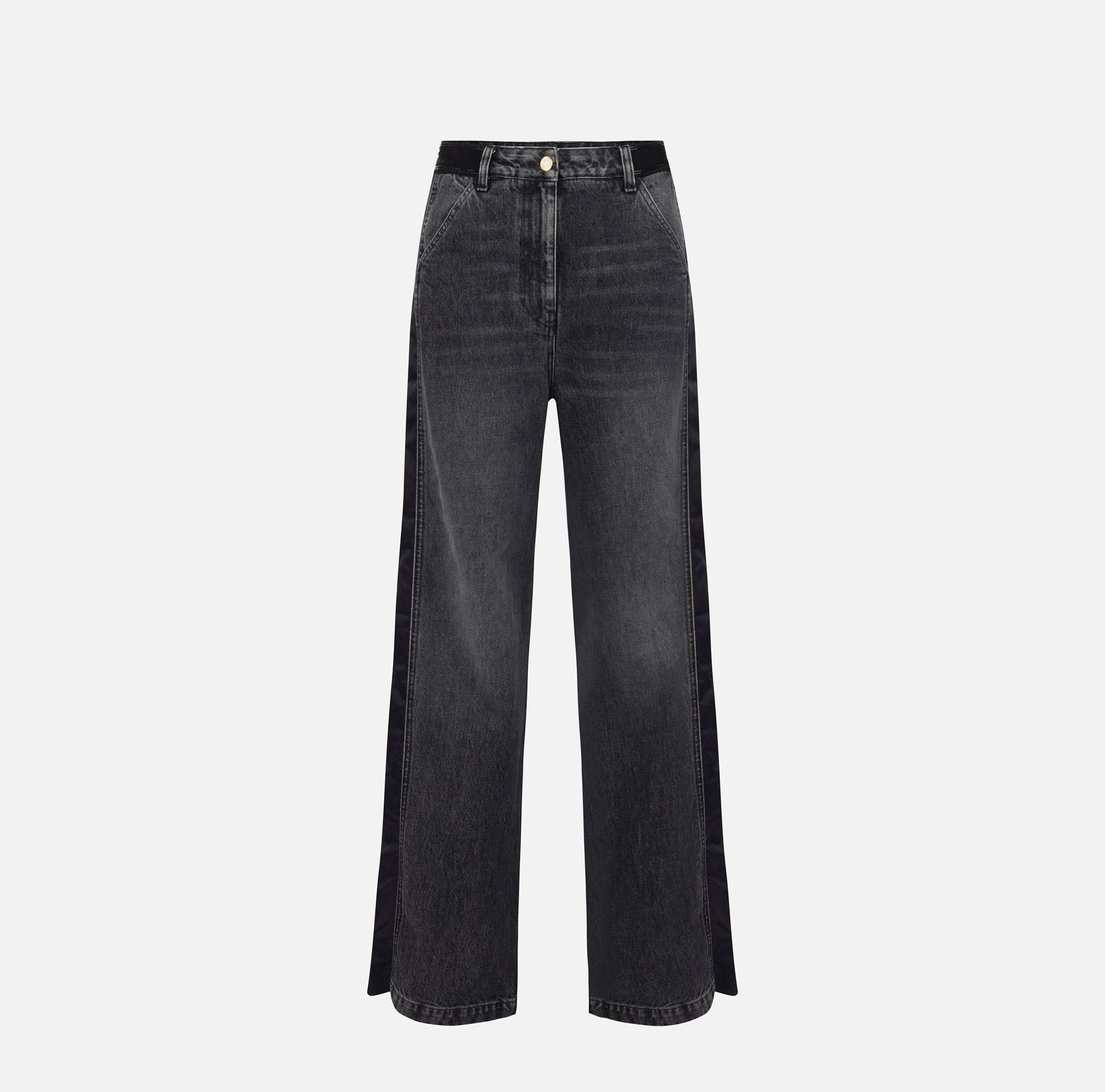 ELISABETTA FRANCHI Jeans Over Elastico Logoi-Black Denim