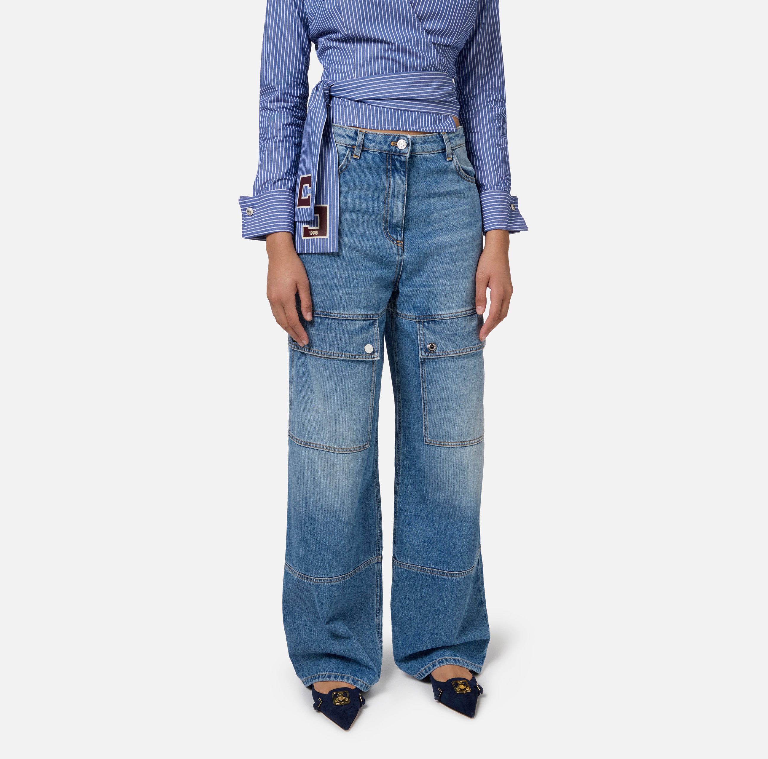 ELISABETTA FRANCHI Jeans Cargo-Light Denim