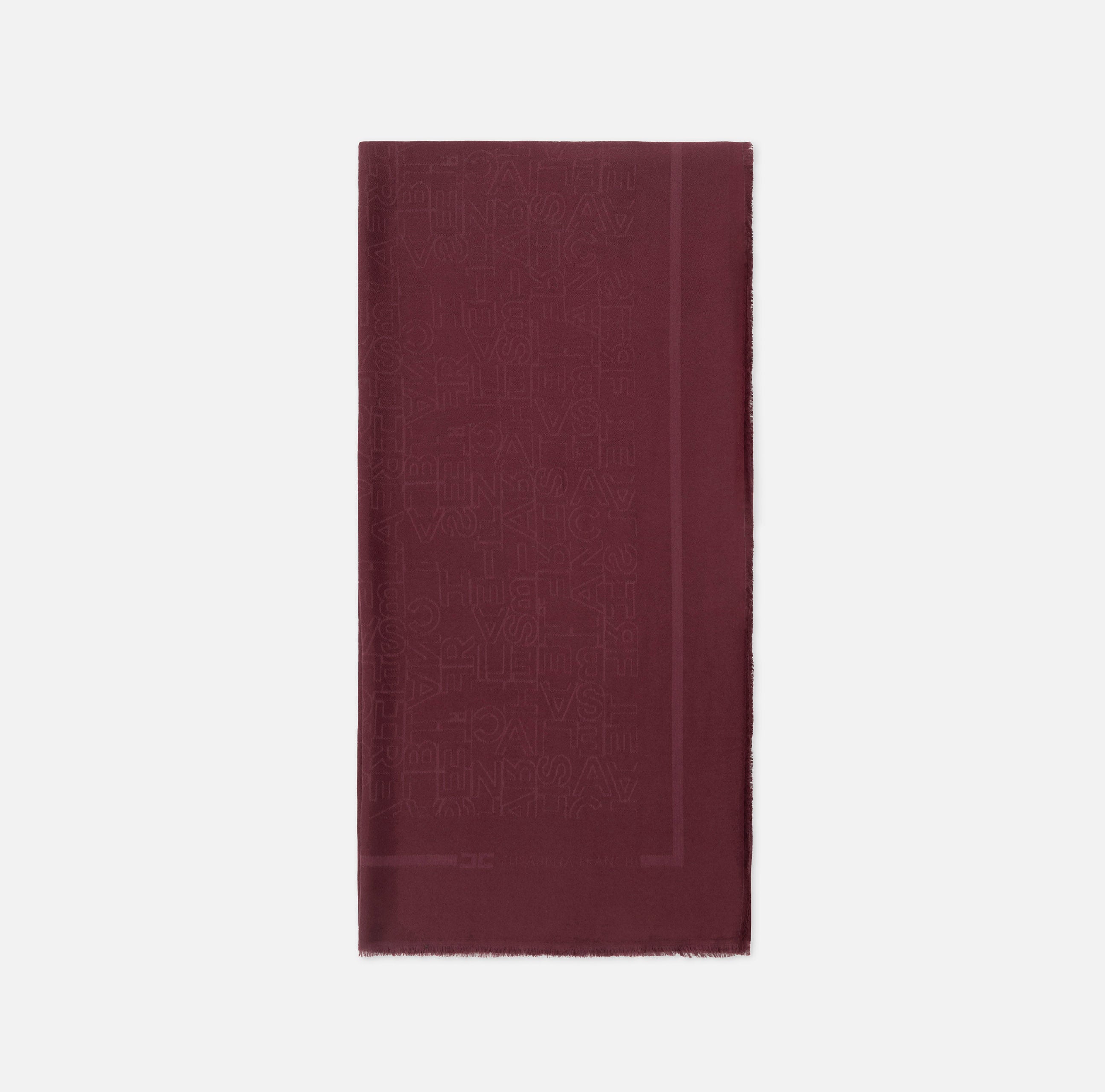 ELISABETTA FRANCHI Pashmina Jacquard Logo Lettering-Rouge Noir