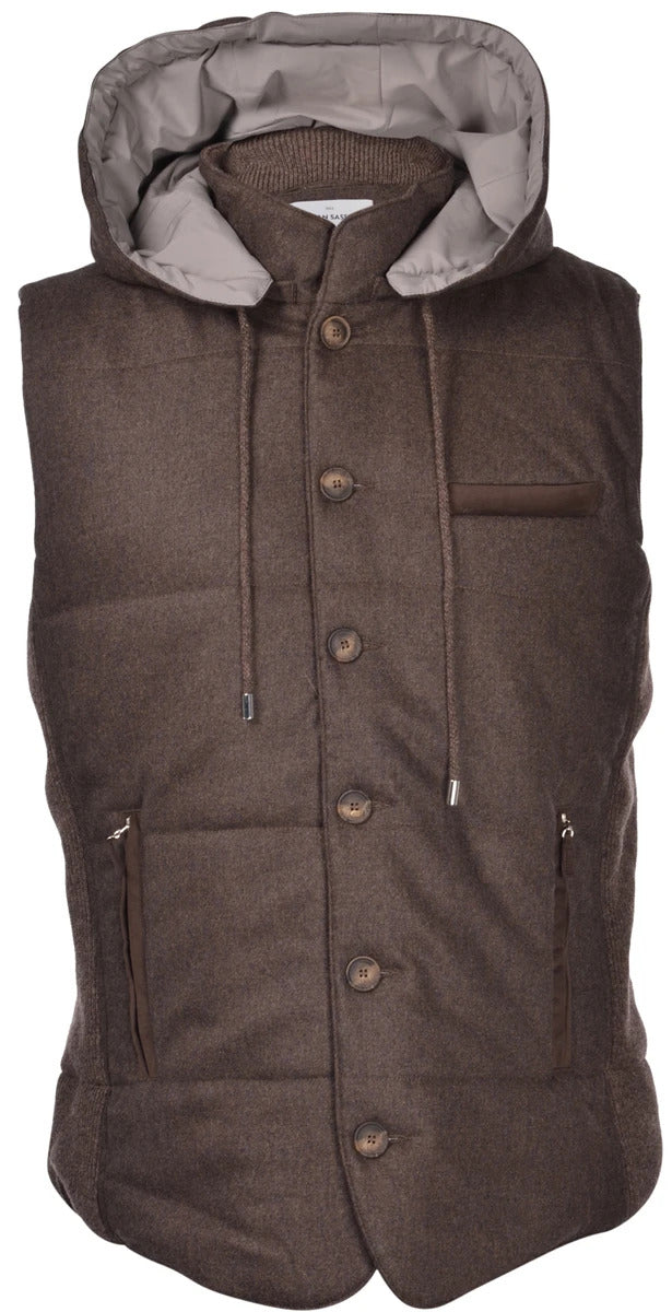 GRAN SASSO Gilet Uomo Lana Flanella-Marrone