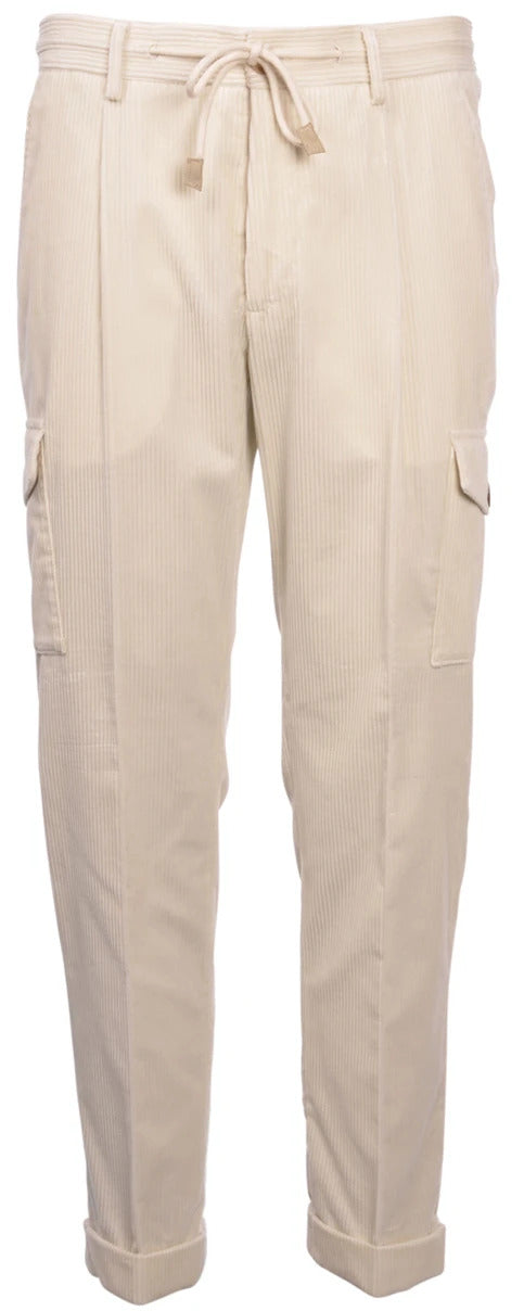 GRAN SASSO Pantalone Uomo Cargo Velluto-Panna