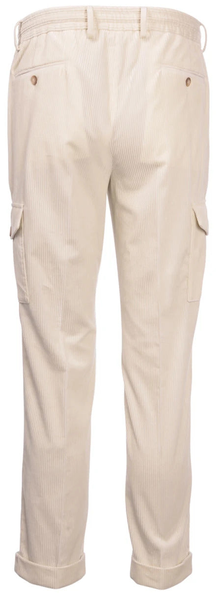 GRAN SASSO Pantalone Uomo Cargo Velluto-Panna