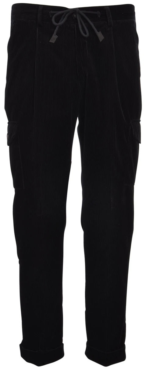 GRAN SASSO Pantalone Uomo Cargo Velluto-Nero