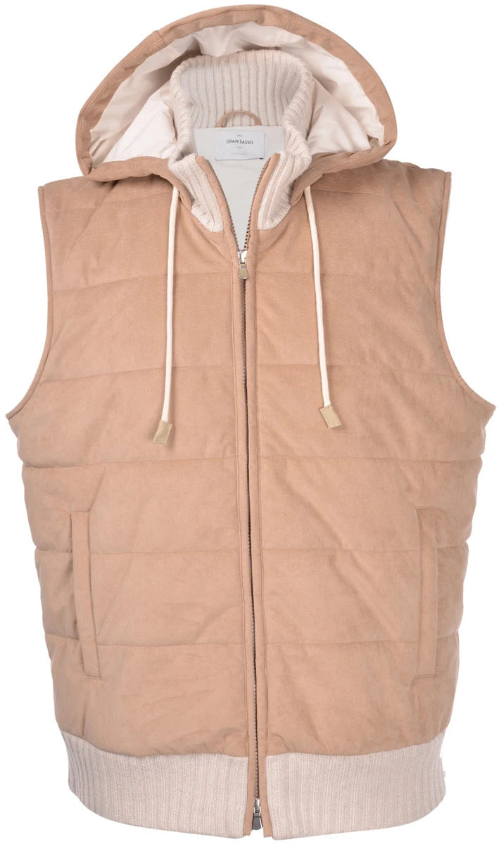 GRAN SASSO Gilet Uomo Alcantara-Beige Panna