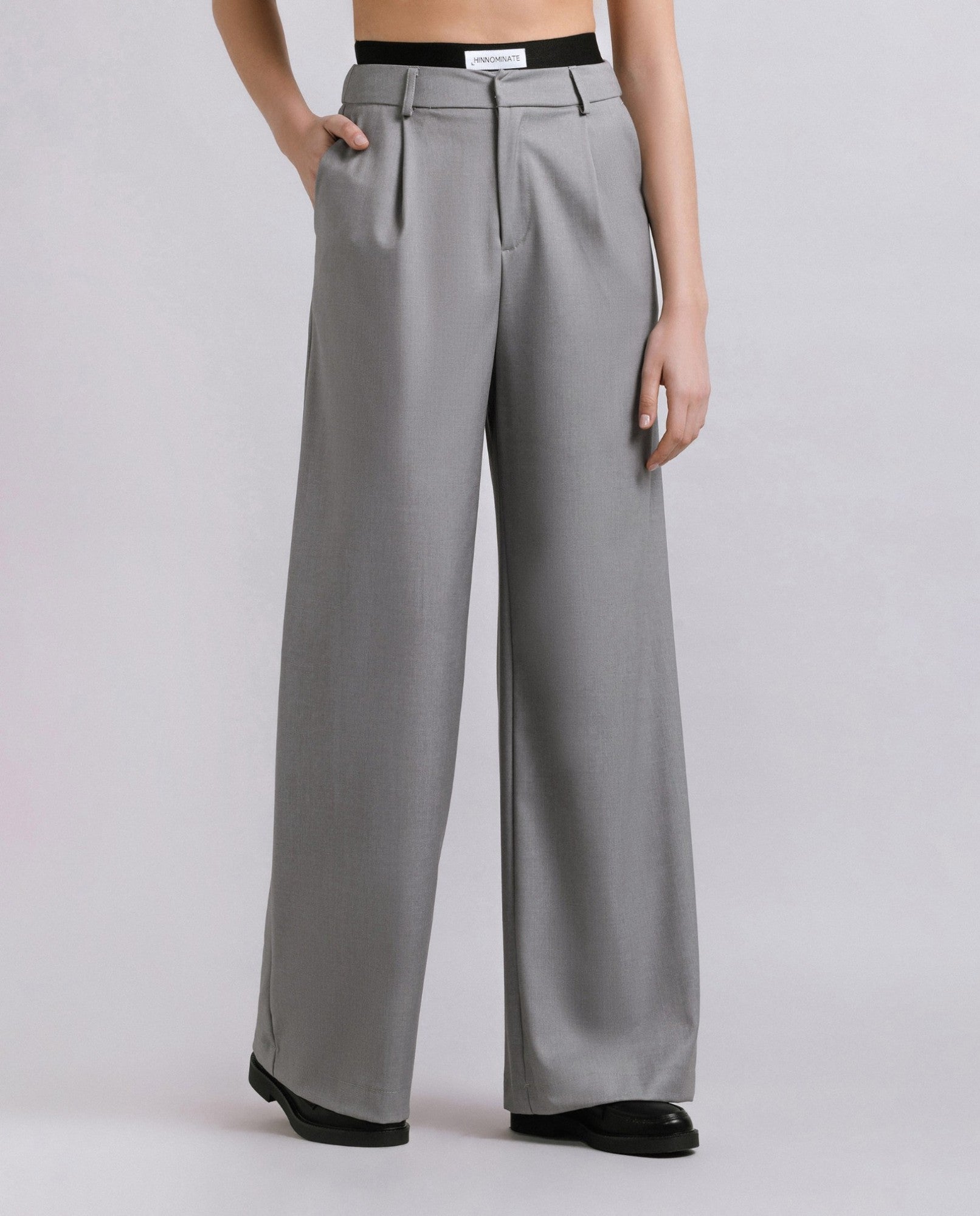 HINNOMINATE Pantalone Donna Over Pences-Grigio Melange