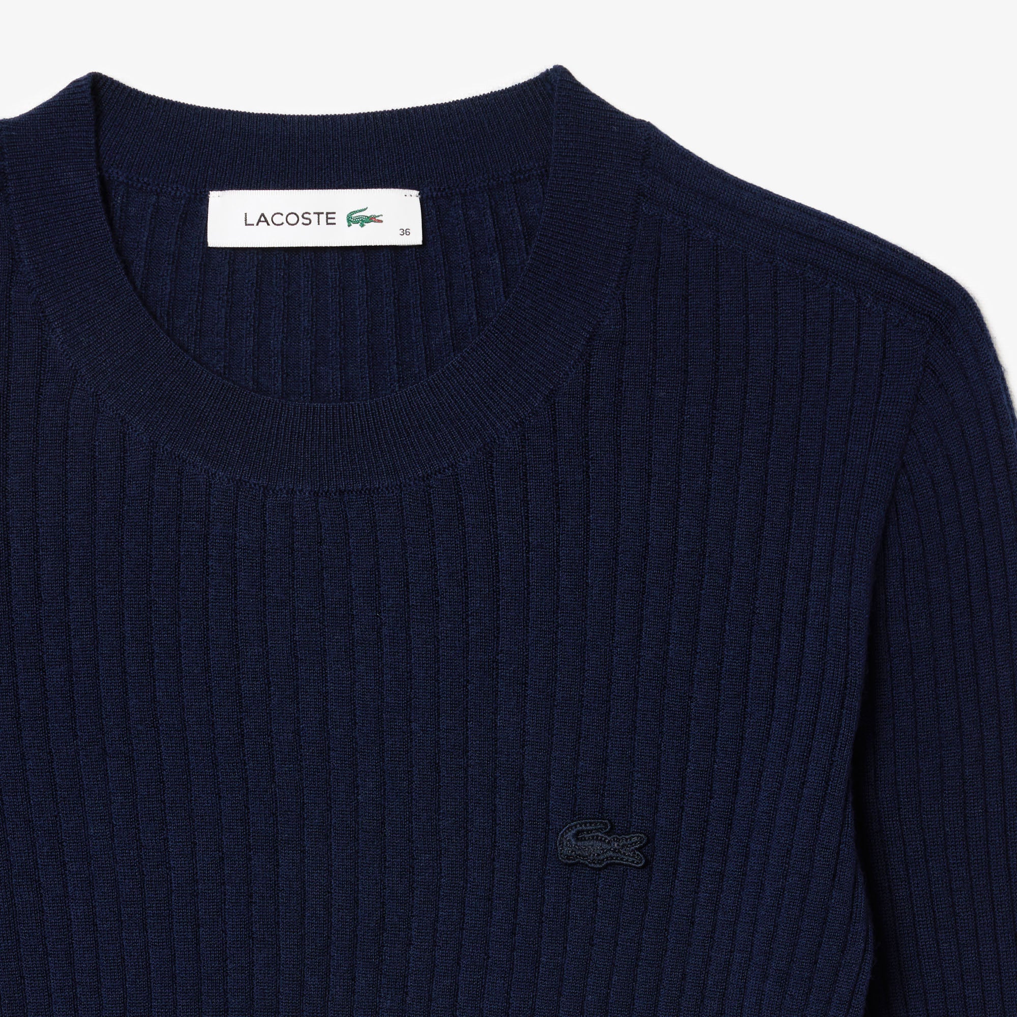 LACOSTE Maglione Lana Costine-Blu Navy