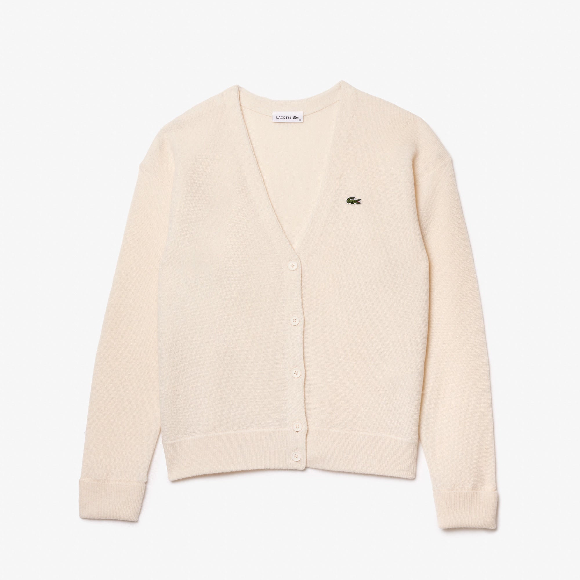 LACOSTE Cardigan Donna Lana-Bianco