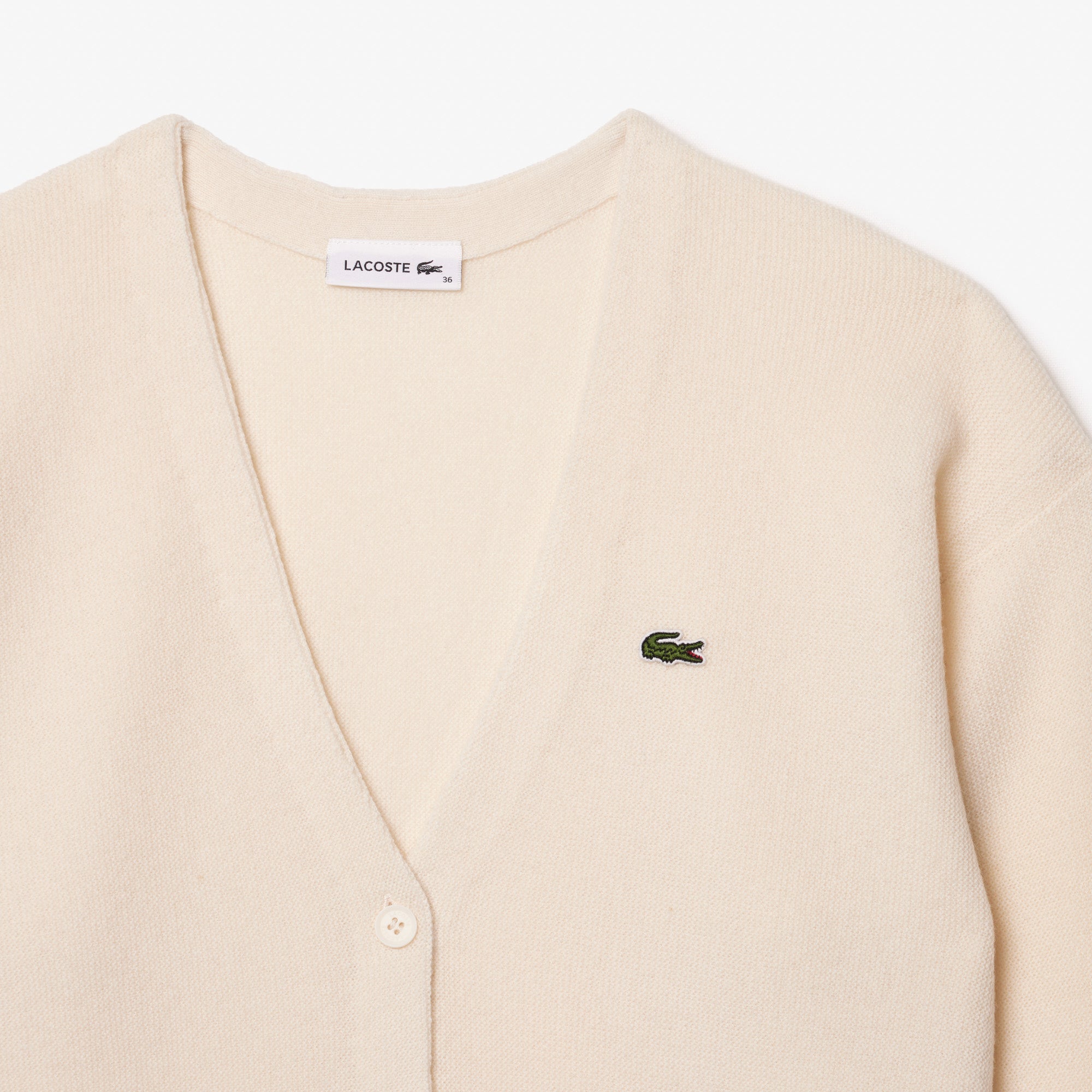 LACOSTE Cardigan Donna Lana-Bianco