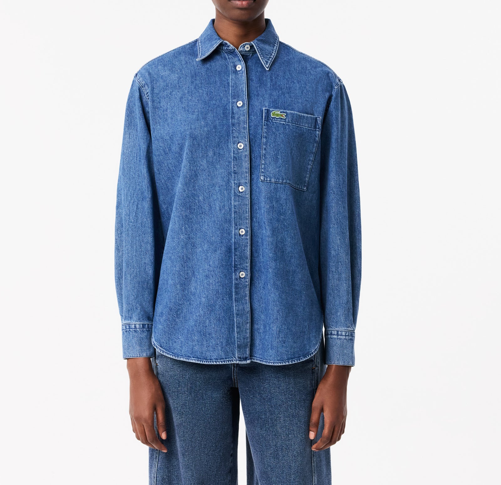 LACOSTE Camicia Donna Denim-Blu Azzurro