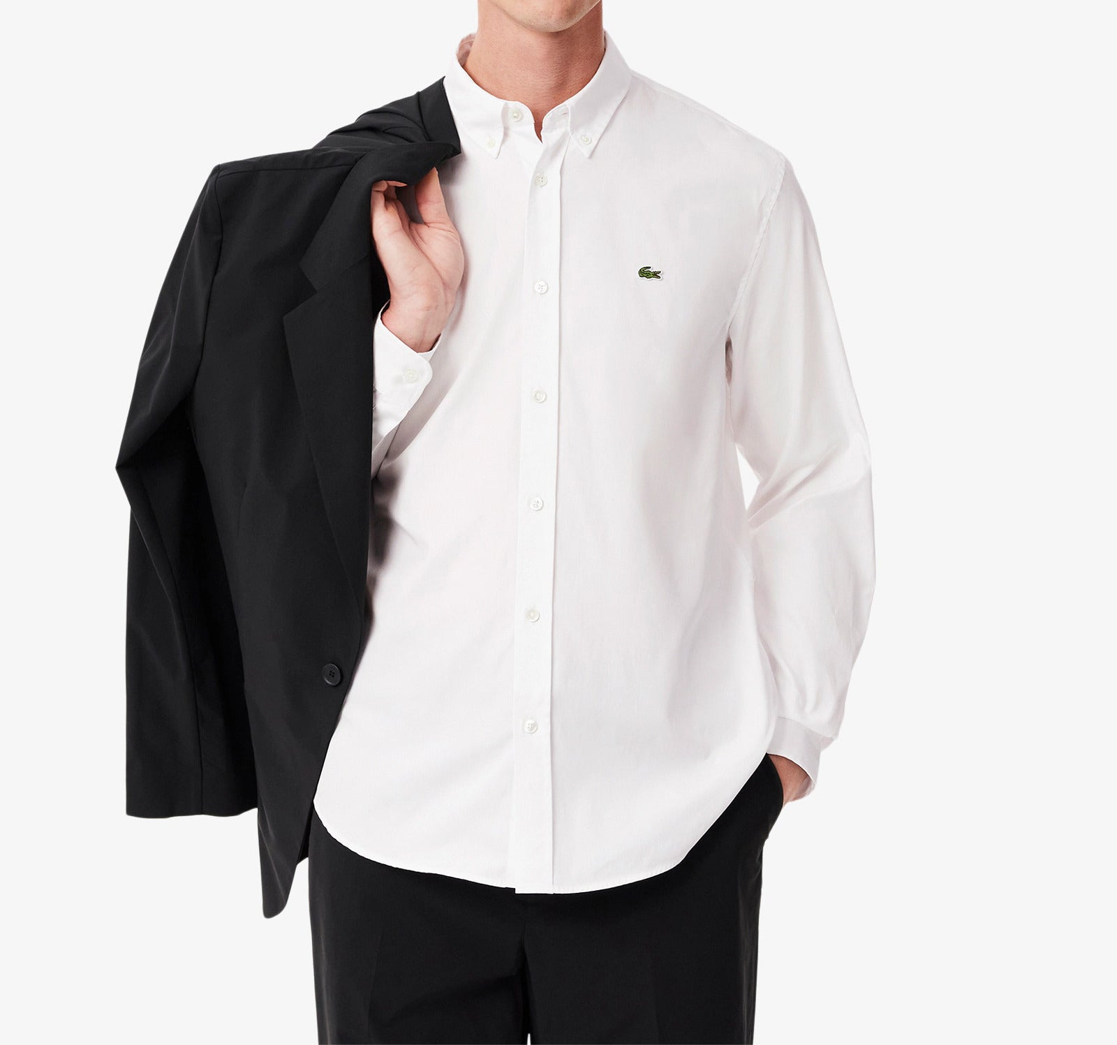 LACOSTE Camicia Uomo Cotone-Bianco