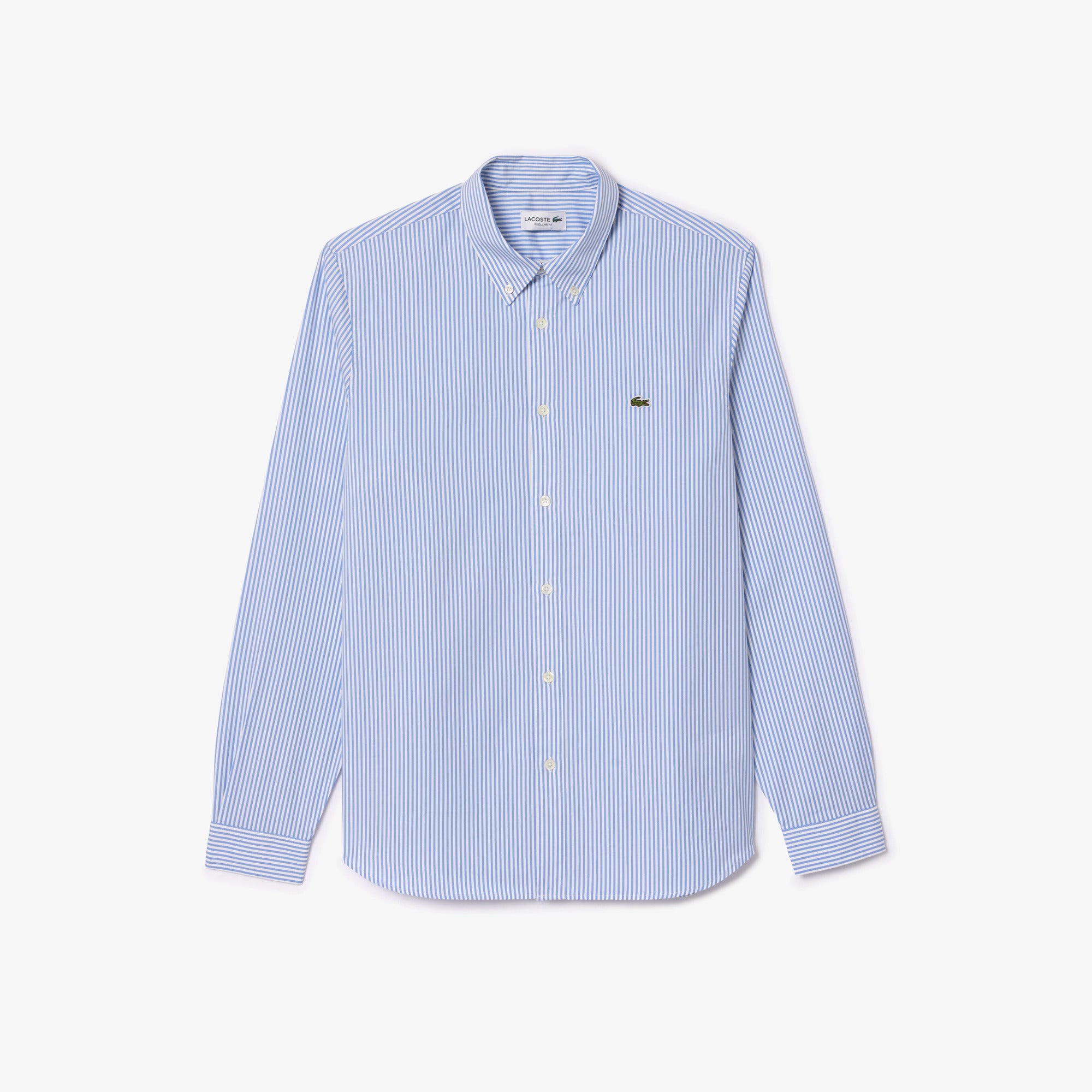 LACOSTE Camicia Uomo Righe-Bianco Blu Azzurro