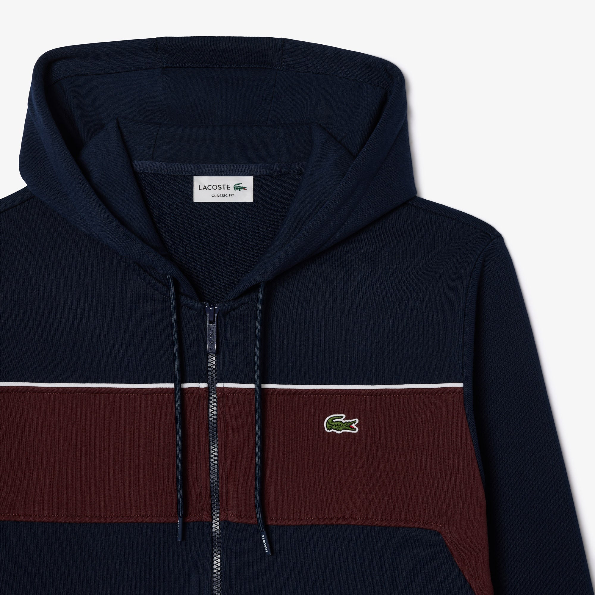 LACOSTE Felpa Uomo Zip Banda-Blu Navy Bordeaux