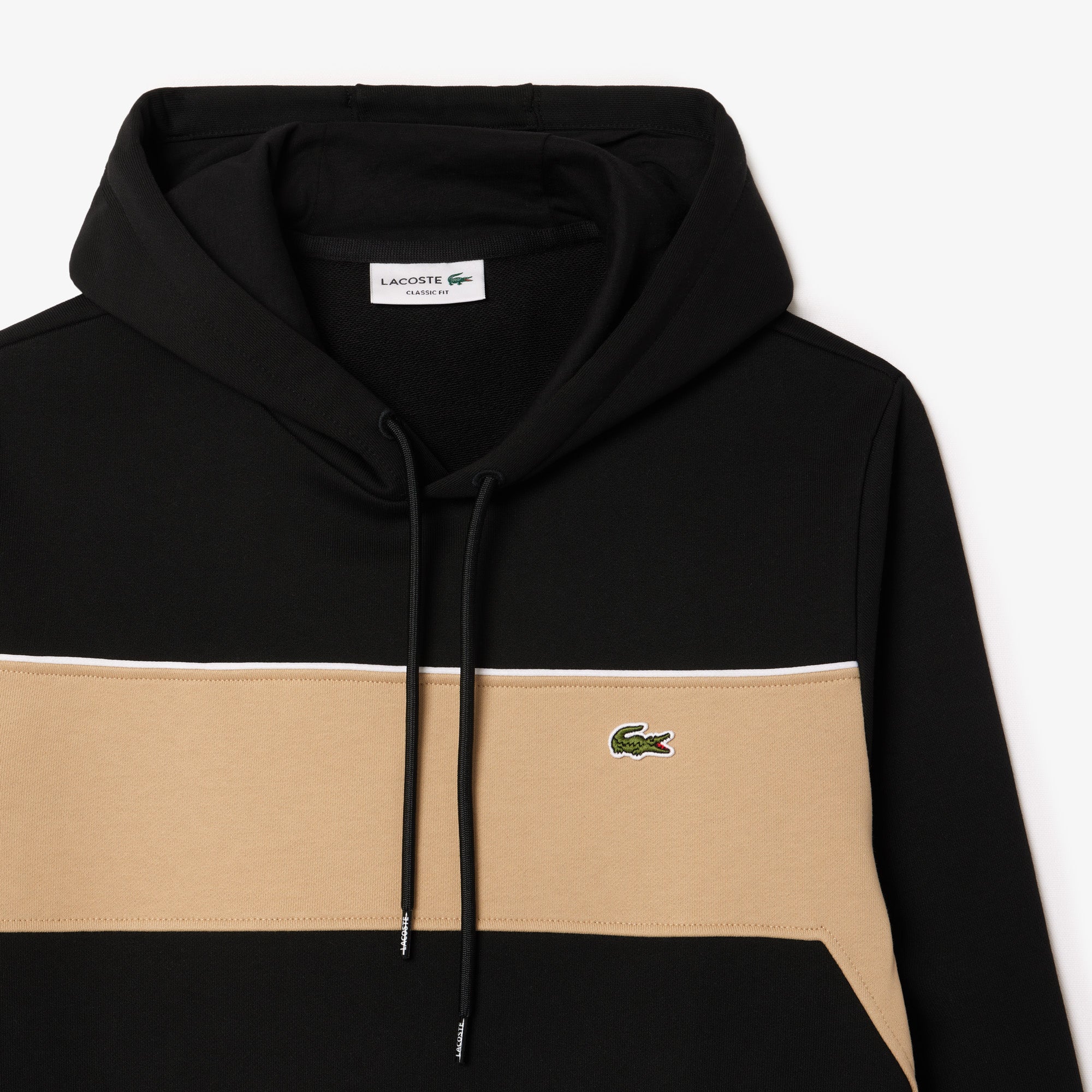 LACOSTE Felpa Uomo Banda-Nero Beige