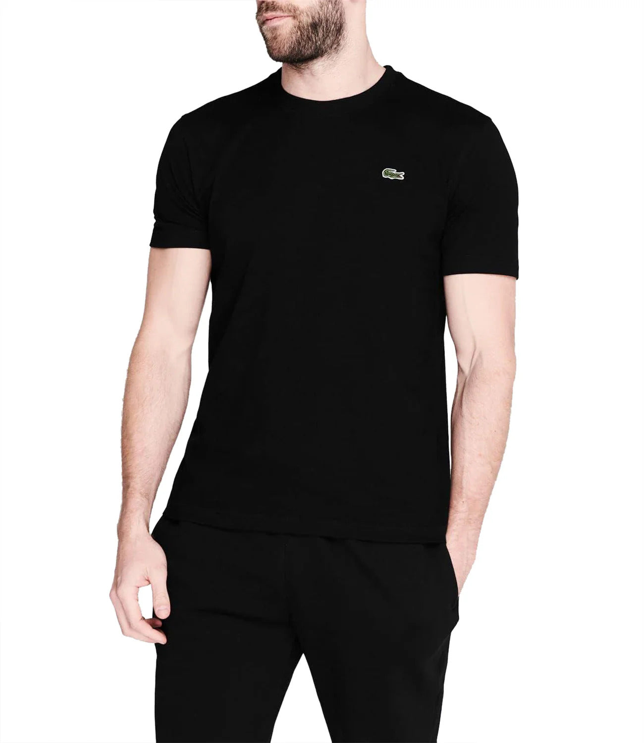 LACOSTE T-Shirt Uomo Basic-Nero