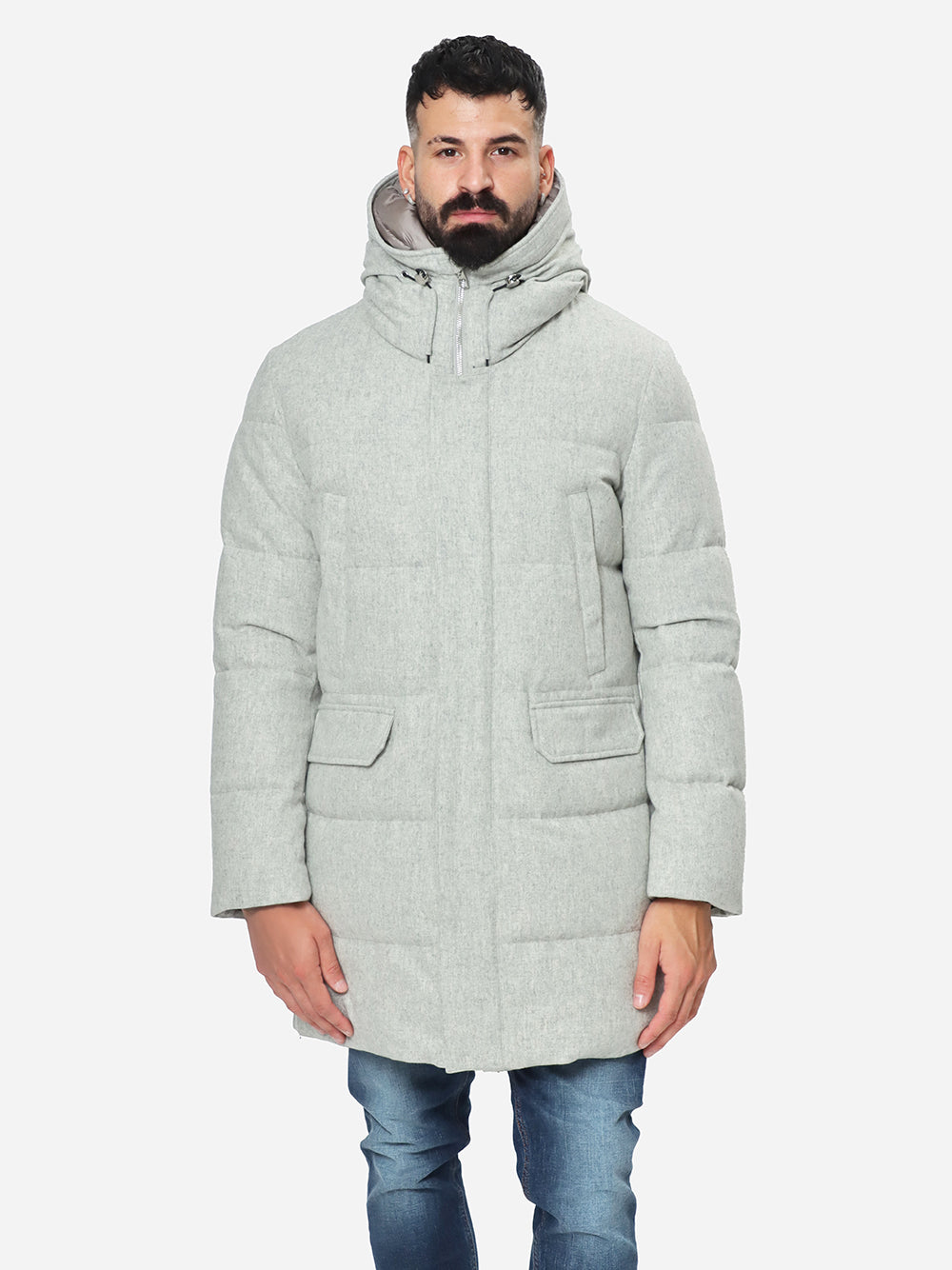 MONTECORE Parka Uomo Imbottito in piuma-Light Grey