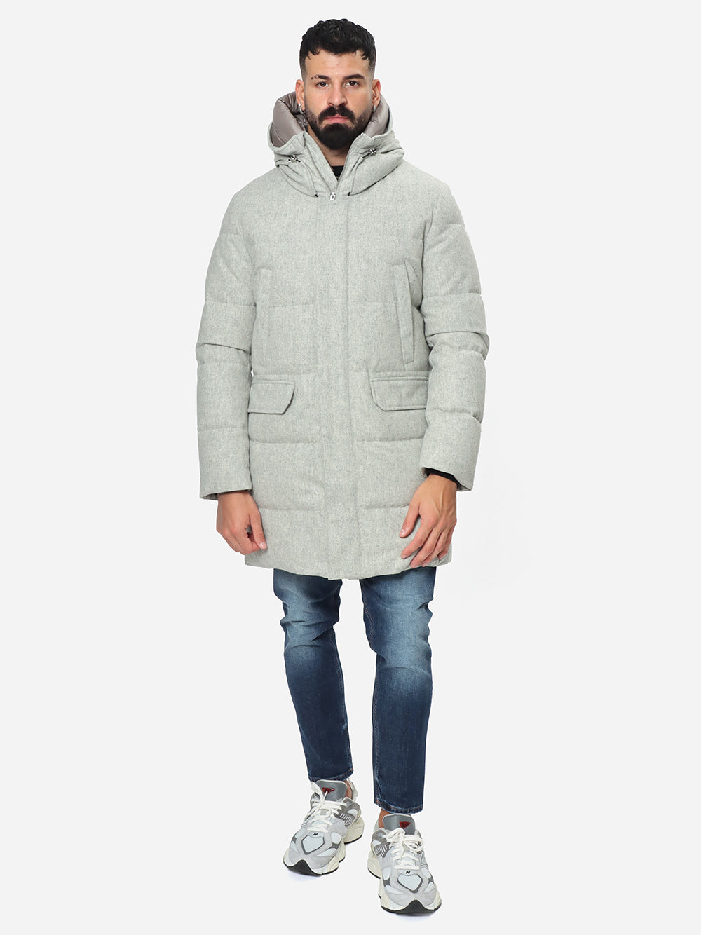 MONTECORE Parka Uomo Imbottito in piuma-Light Grey