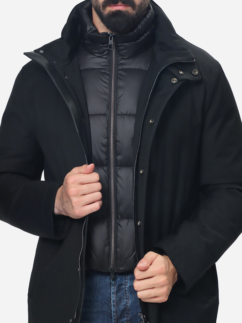 MONTECORE Cappotto Uomo Imbottito in piuma-Black