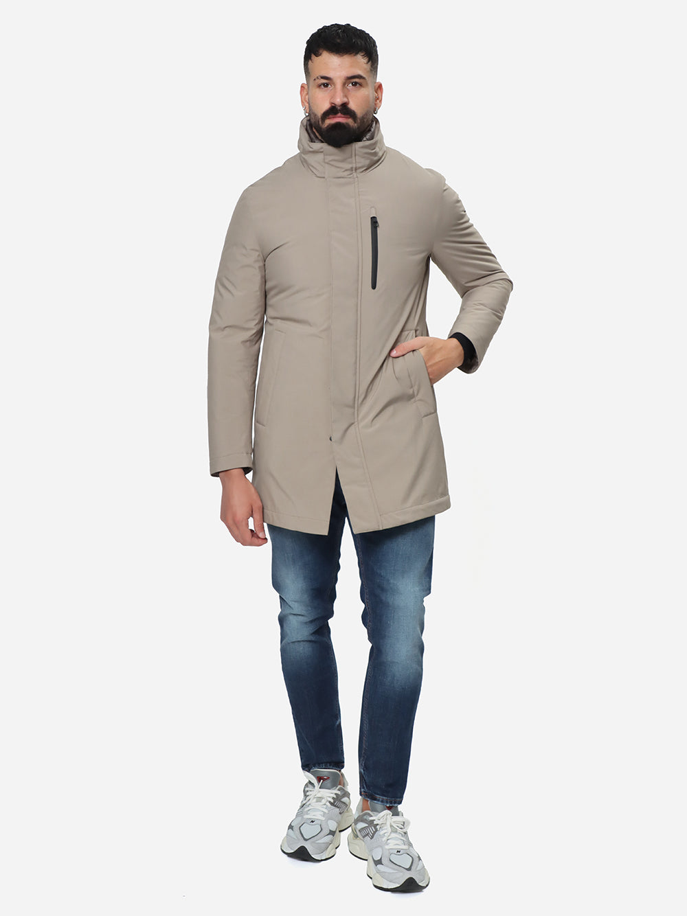 MONTECORE Cappotto Uomo Imbottito in piuma-Desert Khaki