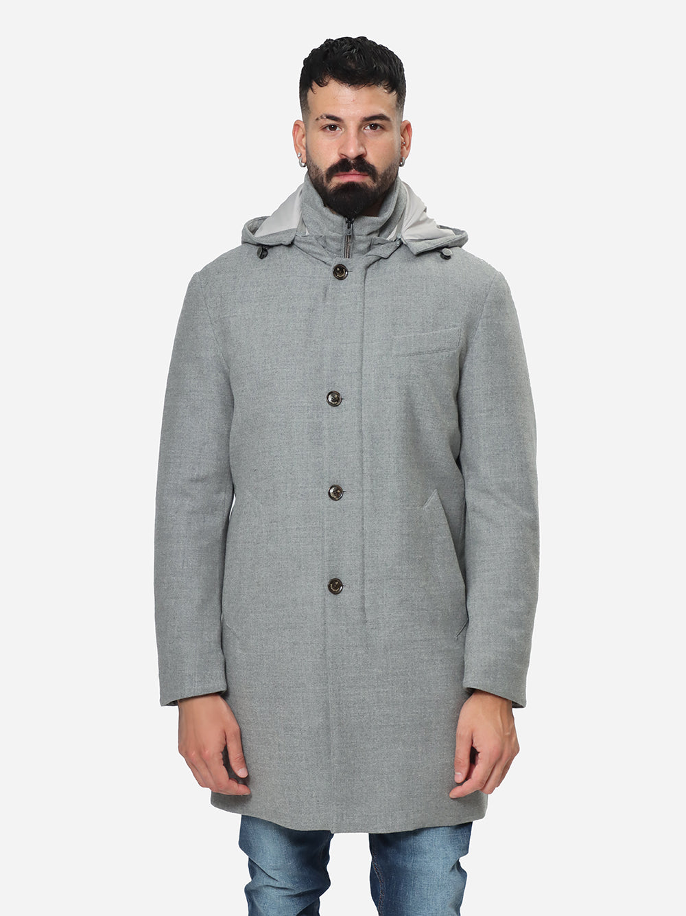 MONTECORE Cappotto Uomo Imbottito in Piuma-Storm Grey