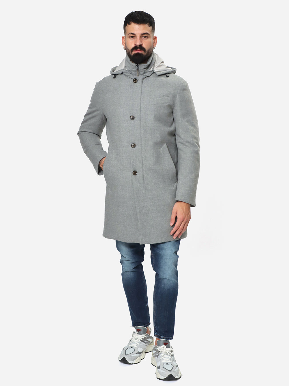 MONTECORE Cappotto Uomo Imbottito in Piuma-Storm Grey