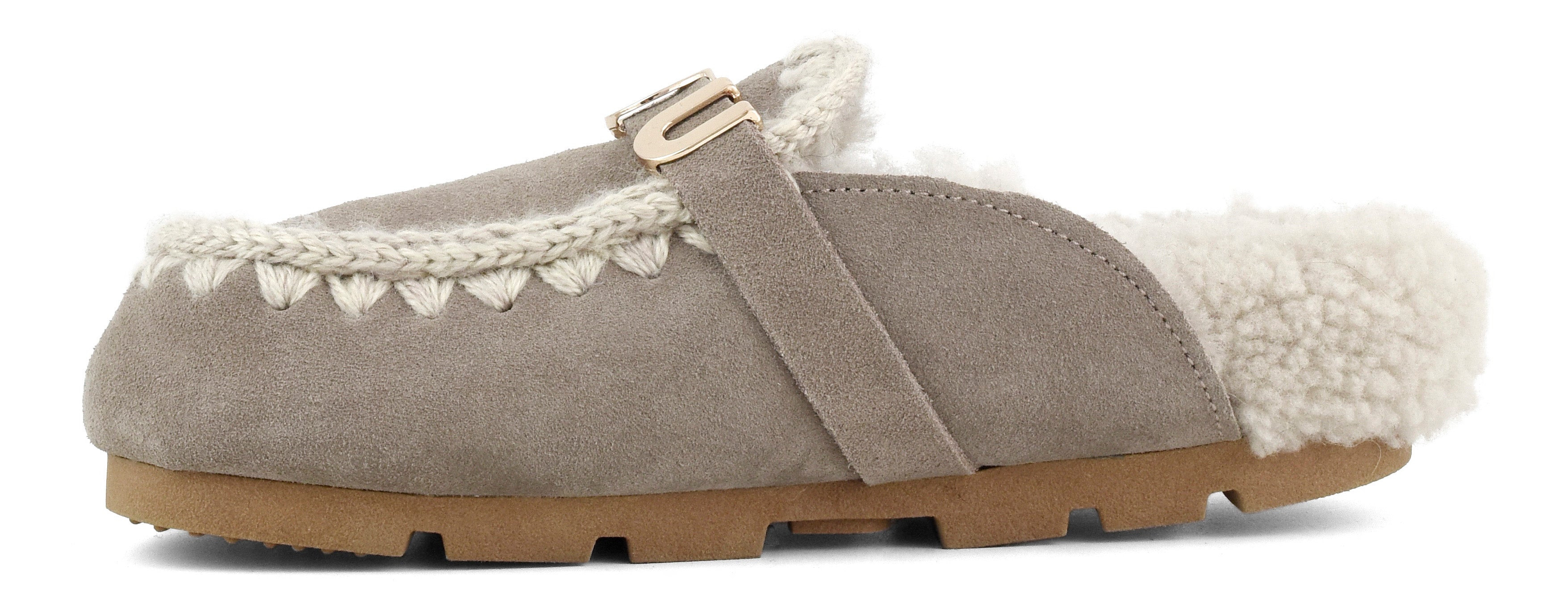 MOU Ciabatte Donna Winter Bio Slide Big Letter Logo-Elephant Grey