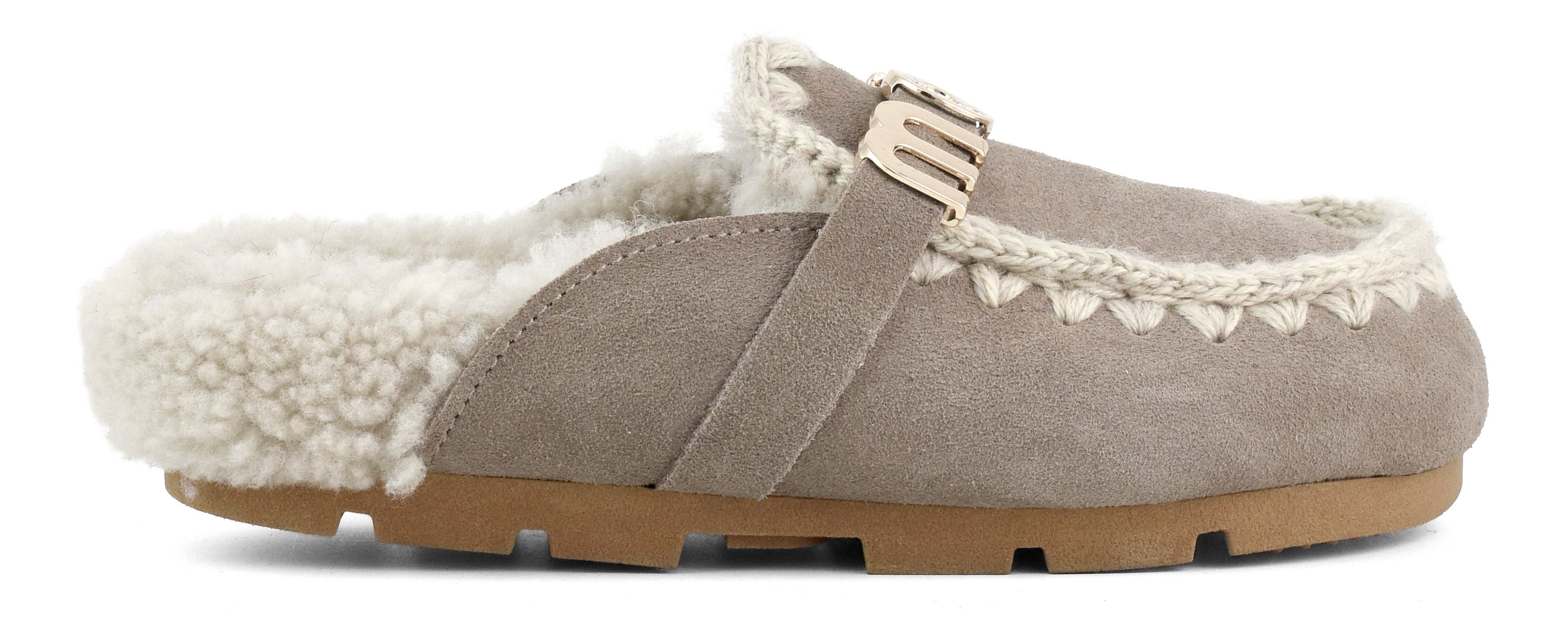 MOU Ciabatte Donna Winter Bio Slide Big Letter Logo-Elephant Grey