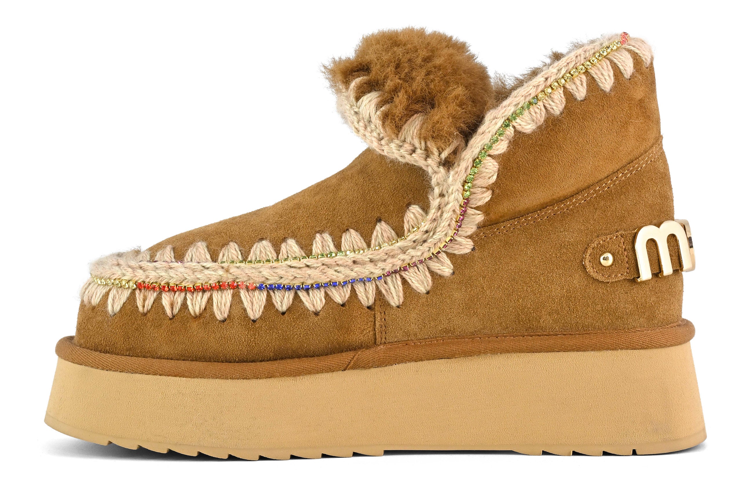 MOU Stivaletto Donna Eskimo 18 Platform Rhinestones-Cognac