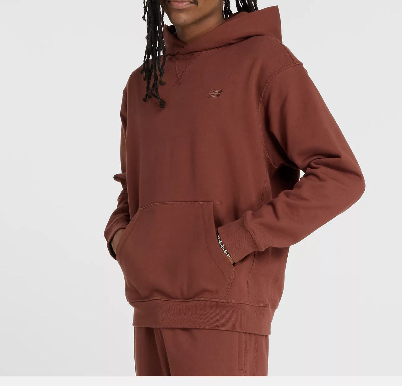 NEW BALANCE Felpa Uomo Athletics French Terry Hoodie-Rich Oak