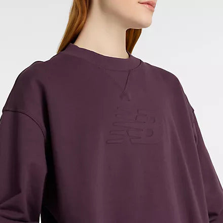 NEW BALANCE Felpa Donna Embossed Logo French Terry-Plum Terry