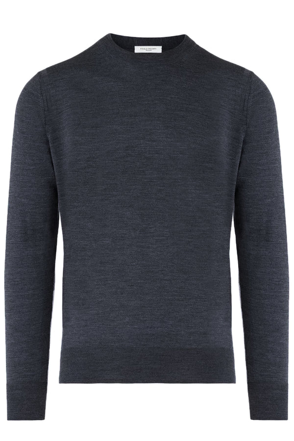 PAOLO PECORA Maglia Uomo Lana Merino Extrafine-Grigio Scuro Melange