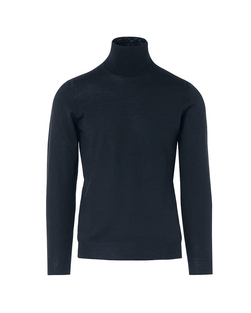 PAOLO PECORA Lupetto Uomo Lana Merino Extrafine-Blu Navy