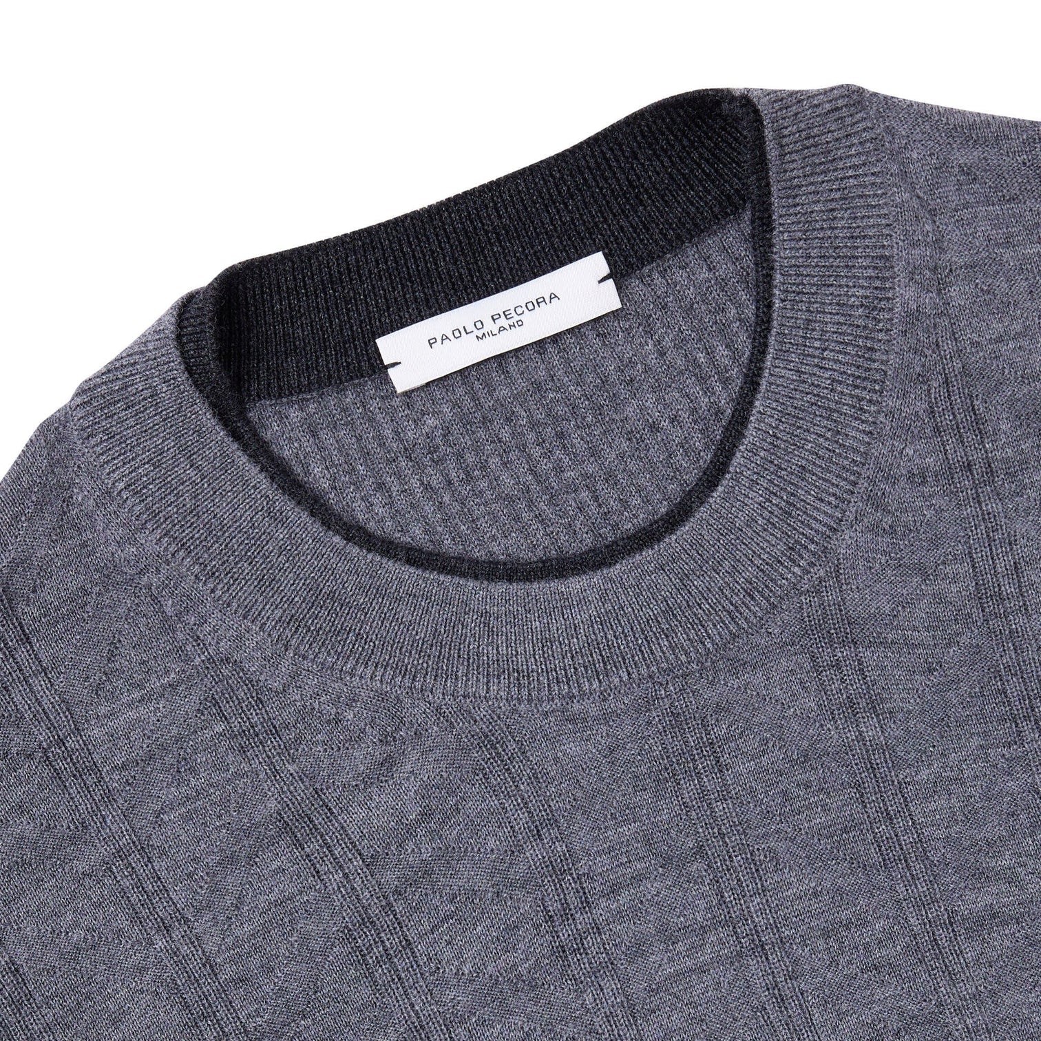 PAOLO PECORA Maglia Uomo Lana Merino Extrafine Chevron-Grigio Melange