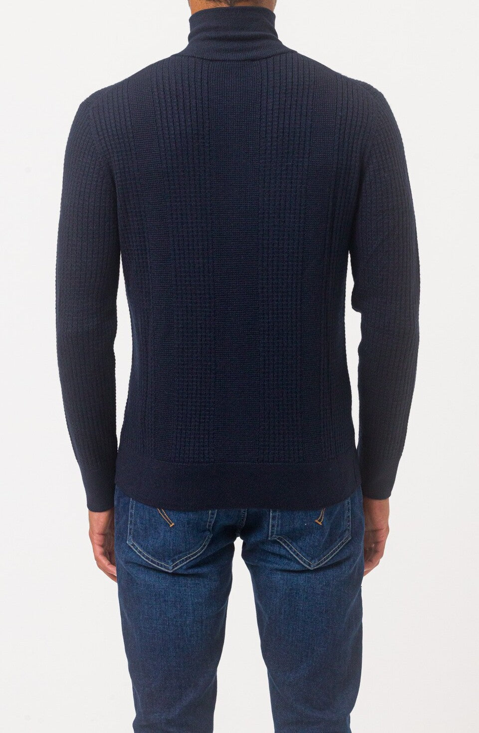 PAOLO PECORA Cardigan Uomo Lana Merino Mix Punti-Blu Navy