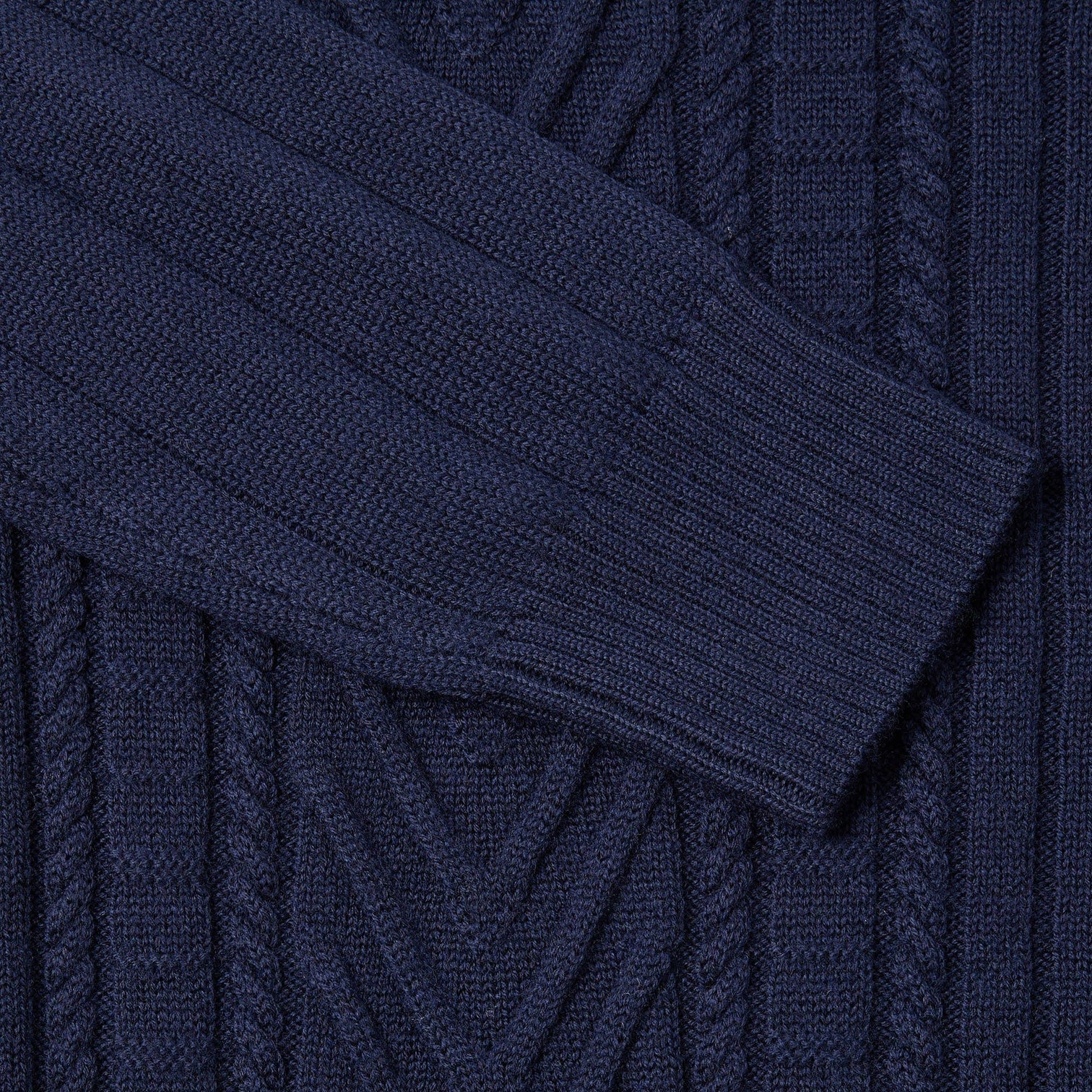 PAOLO PECORA Maglia Uomo Lana Merino Treccia-Blu Navy