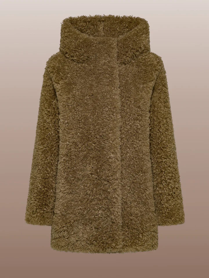 RRD Cappotto Donna Reversible Lamb Hood-Taupe