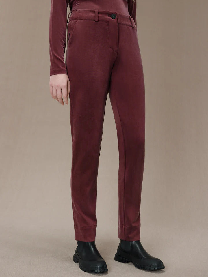 RRD Pantalone Donna Cupro Smoke-Bordeaux