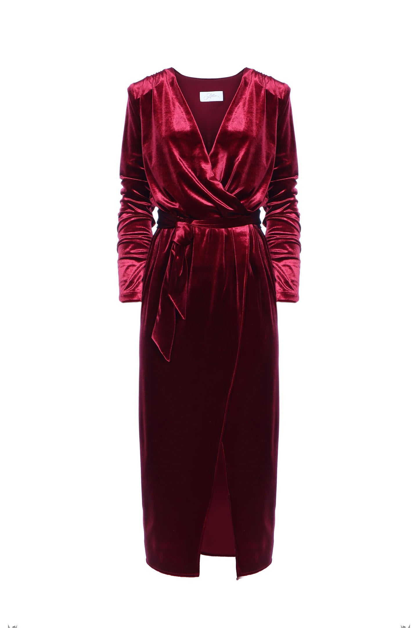 SO ALLURE Abito Midi Donna Incrocio Velluto-Burgundy