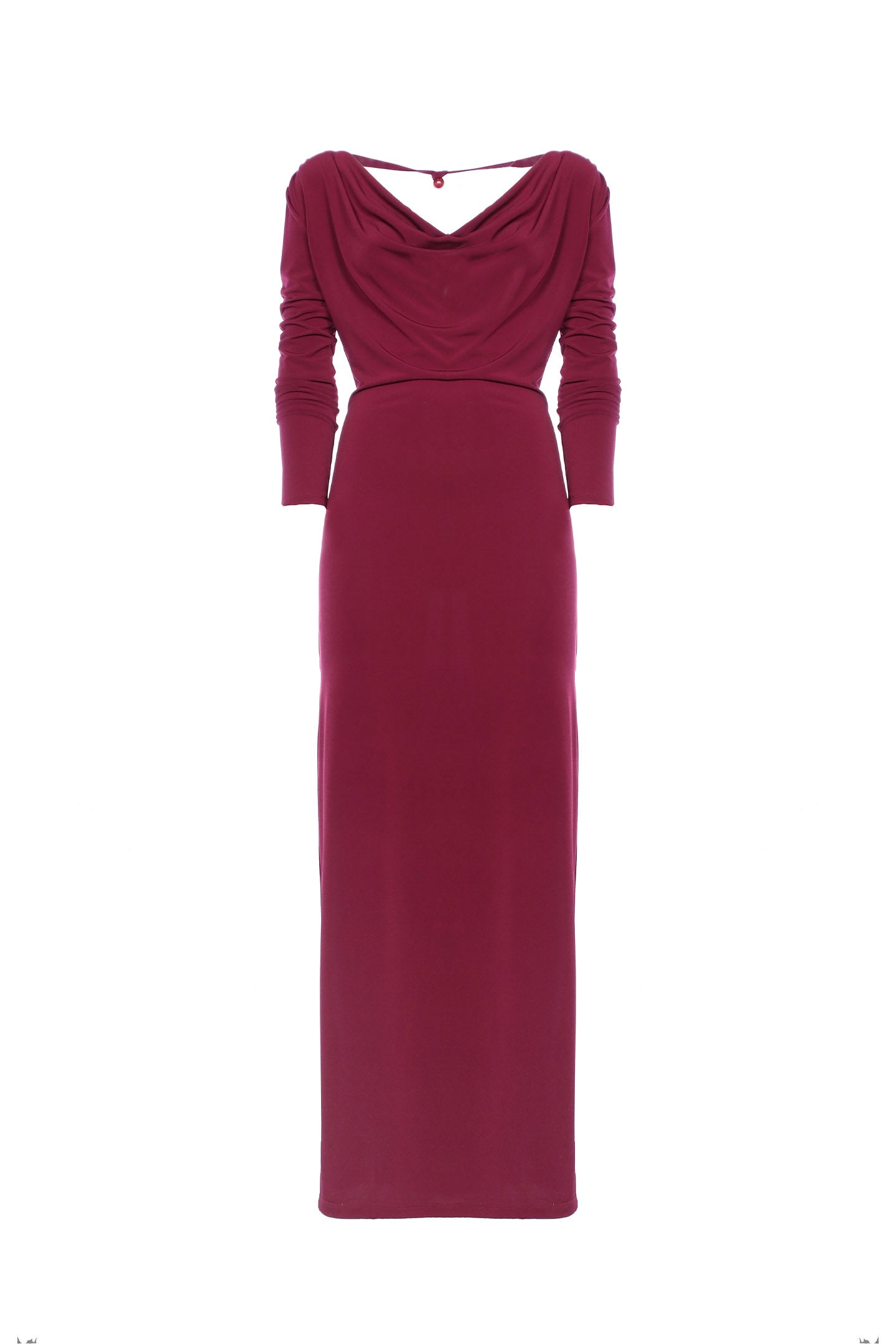 SO ALLURE Abito Lungo Donna Drappeggio-Burgundy