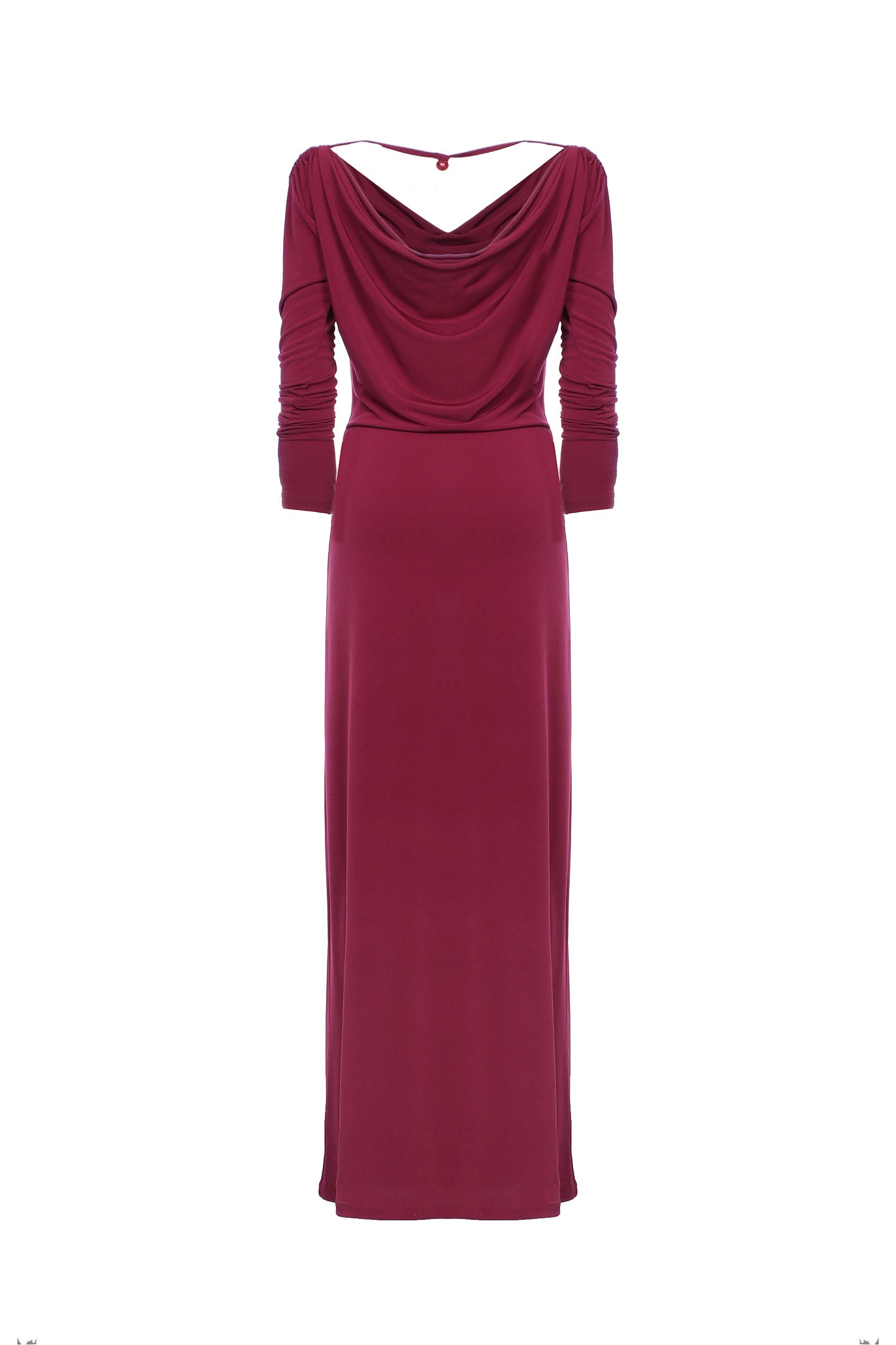 SO ALLURE Abito Lungo Donna Drappeggio-Burgundy