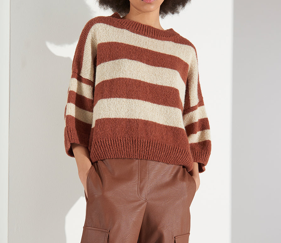 SO ALLURE Maglia Donna Righe-Brown