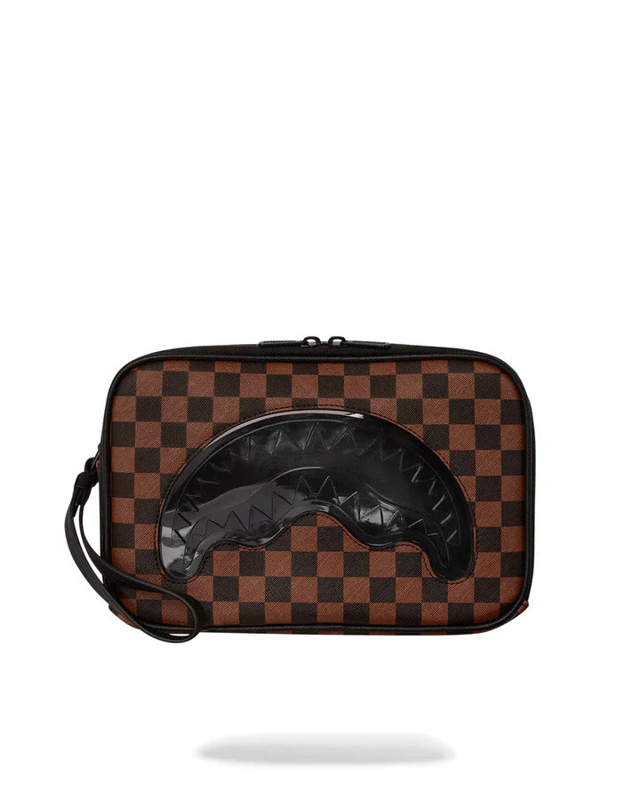 SPRAYGROUND Pochette Beauty Sharks in Paris Clear Toiletry Brick-Marrone