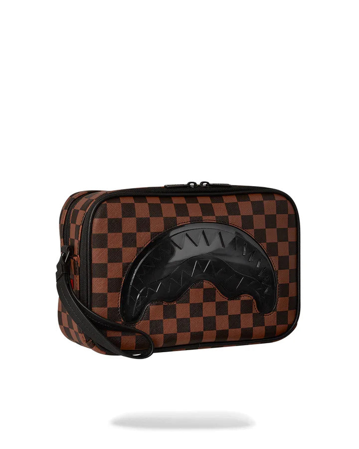 SPRAYGROUND Pochette Beauty Sharks in Paris Clear Toiletry Brick-Marrone