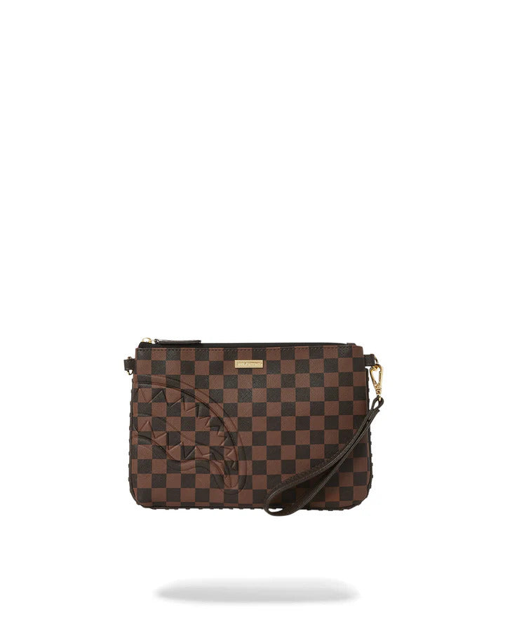 SPRAYGROUND Pochette Core Emboss Check-Marrone