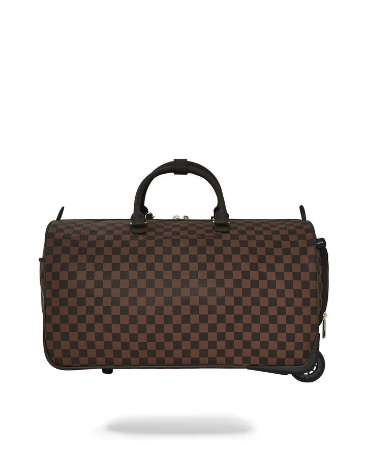 SPRAYGROUND Borsone Core Emboss Check Wheely Duffle-Marrone