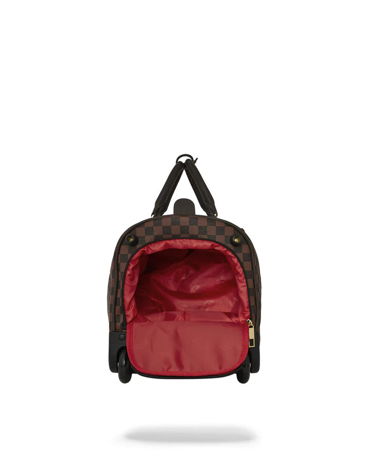 SPRAYGROUND Borsone Core Emboss Check Wheely Duffle-Marrone