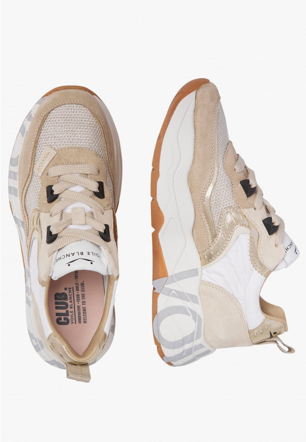 VOILE BLANCHE Sneaker Donna CLUB105-Beige Oro